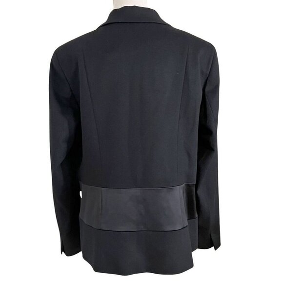 ST. EMILE BLACK WOOL CASHMERE BLEND SATIN STRIPE BLAZER - 12 - Picture 3 of 14